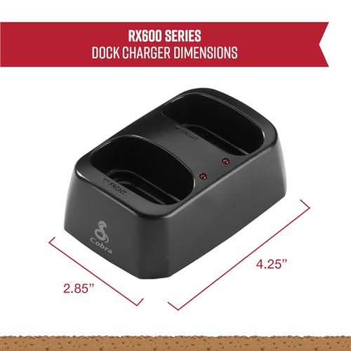 Image of Cobra RX600 Dock Charging Station for 2 Walkie Talkies with UBS Charging Cable - Dual Desktop Portable Charger, Compatible with RX680, RX685 and Trailblazer 450 Two Way Radio Models