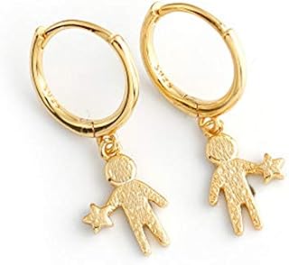 Cute Humanoid Drop Dangle S925 Hoop Earrings For Women Girls Sterling Silver Dainty Multiple Jewelry