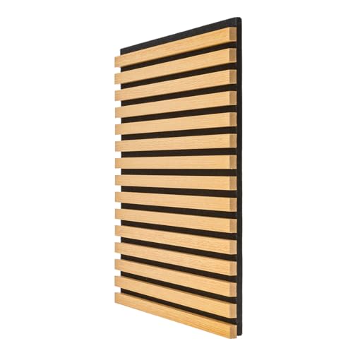 IZODEKOR Wood Acoustic Wall Panels 23.5"x23.5" (2-Pack) - Sound Absorbing Decorative Accent Panels for Interior Wall Décor, 3D Slat Design, Noise Reducing Wall Panels for Home & Office