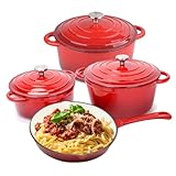 Chauffe rapidement : La haute conductivité thermique de la fonte permet un chauffage rapide et uniforme. Les couvercles bien ajustés retiennent l'humidité, facilitant la préparation de délicieux ragoûts, braisés ou plats de haricots.