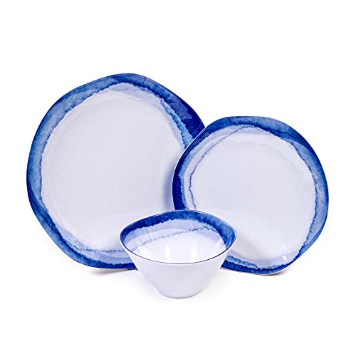 Prepara 12 Piece Melamine Dinnerware Set, Blue Washed #TOP29