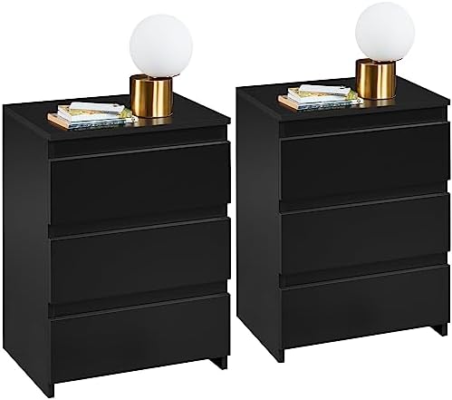 Amazon.com - Yaheetech Wood Nightstands Set of 2, Bedside Tables with 3 ...