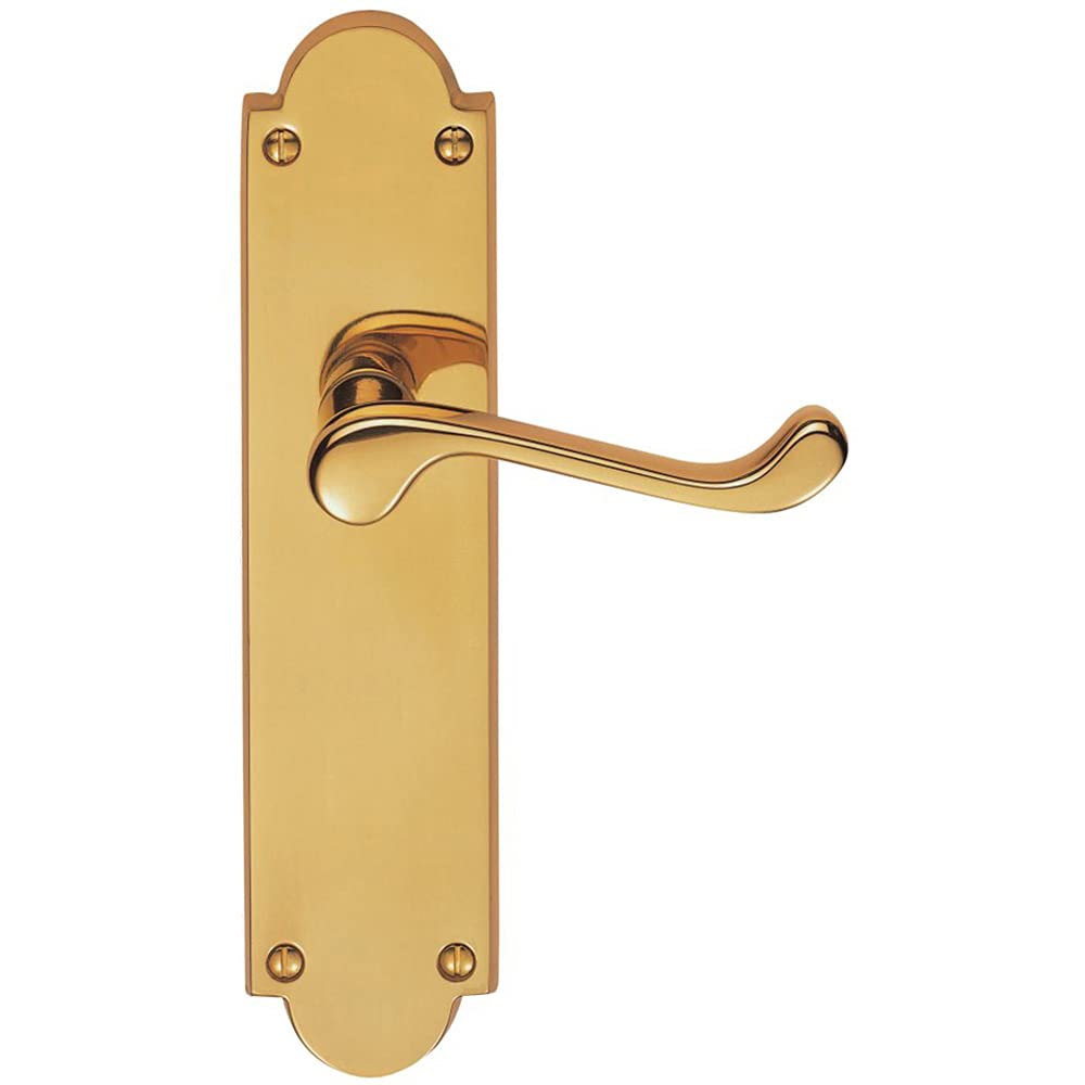 Pair Victorian Scroll Handle On Latch Backplate 205 X 49mm Polished Brass from B&Q