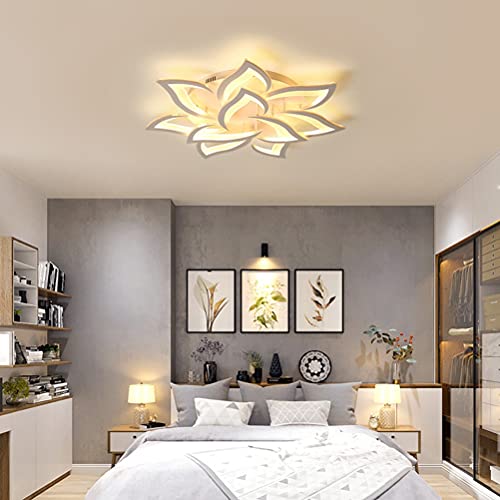Plafonnier LED dimmable 84W blanc en forme de fleur de 100cm avec télécommande