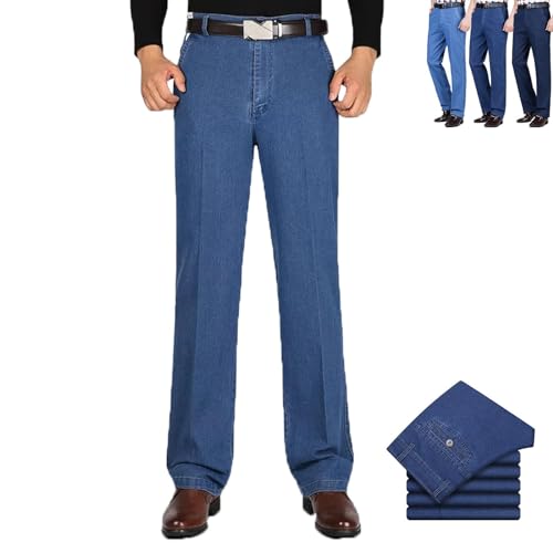 JettJeans3 - Men's High Waist Straight Fit Stretch Jeans, Jettjeans 3 for Men, Men's High Waist Straight fit Jeans-Light Blue||38