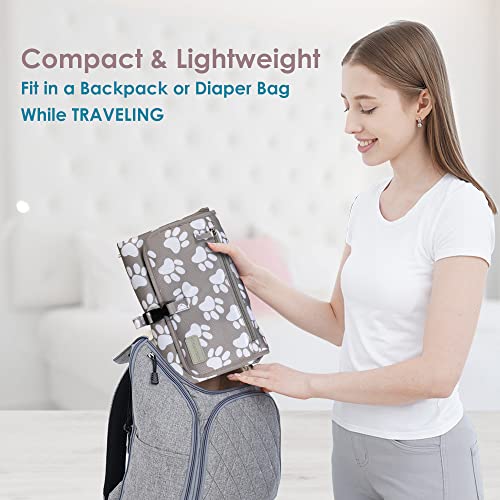 Portable Baby Diaper Changing Pad, Hogardeck Waterproof Travel Changing Table Pad For Newborn, Extended Cushioned Changing Mat With Head Pillow And Baby Stuff Pockets, Baby Shower Gifts #TOP5