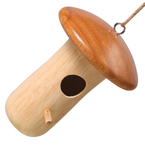 MINAOLULUS 木製ハングハミングバードフィーダー 屋外ガーデン用 ユニークなデザインの鳥の餌箱 バードハット 大容量プ 安定したベース付き