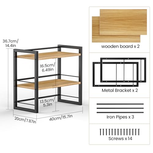 THYGIFTREE Office Desk Shelf Organizer, Wood Desktop Bookshelf Supplies Storage Rack, Shelf for Top of Desk and Dresser (Black) - Image 3