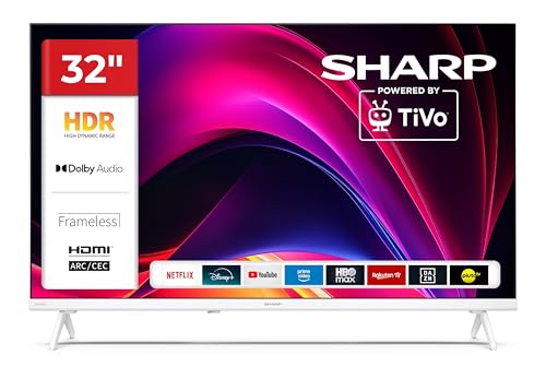 Sharp Fernseher 32 Zoll Smart TV Powered by TiVo - HDR Fernseher mit HD Auflösung und Triple-Tuner, LED TV weiß 32HE2745EW (2026)
