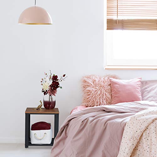Table d’appoint carrée Relaxdays marron en acier avec aspect boisé - 6