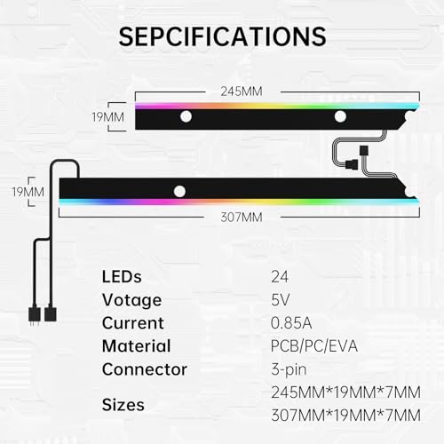Image of AsiaHorse ARGB Light Strip for Motherboard, 28 Independent Addressable RGB, 5V 3-pin Motherboard Aura Sync, Lightsaber-X Led PC Parts Kit Compatible with ATX