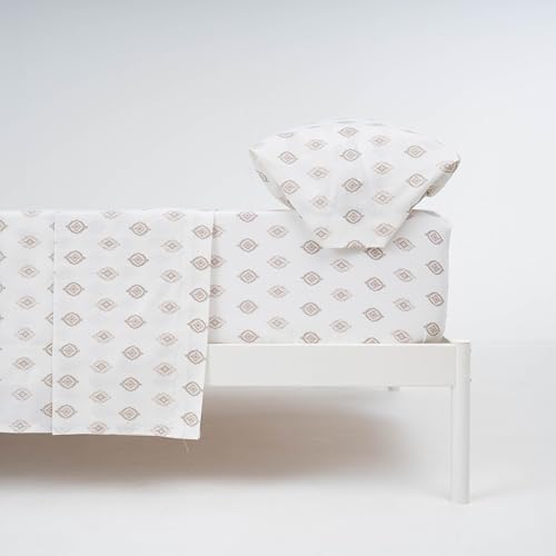 TRAMAS+ Sabanas 140x190/200cm 100% algodón Suave, Juego de sábanas 3 Piezas, Sabana Bajera Ajustable, Encimera, 1 Fundas de Almohada 155x45cm, Certificado Oeko Tex- Cama 135,Beretia Gris Claro