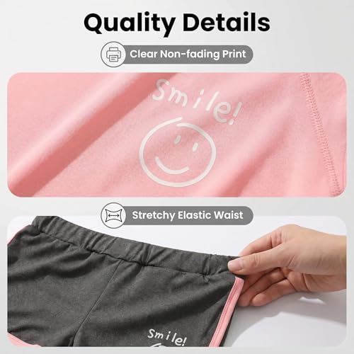 Image of Girls Short Sets with Athletic Shorts and Workout Tops Quick Dry Athletic Clothing Sets 6-13 Years