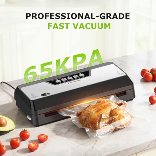 Image of Bonsenkitchen Vacuum Sealer Machine with 1 Roll & 5 Pre-Cut Bags,5 Vacuum Modes, Powerful Food Sealer Vacuum Sealer for Food Storage, Built-in Cutter & Bag Storage