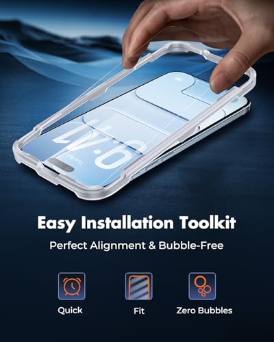 Image of UNBREAKcable 3-Pack Screen Protector for iPhone Air, Double Shatterproof Tempered Glass [Easy Installation Frame] [9H Hardness] [99.99% HD Clear] [Case Friendly] for iPhone 6.5 inch