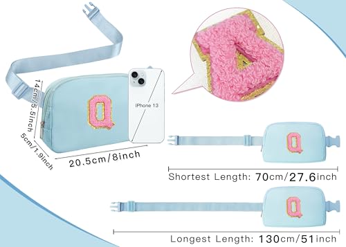 Image of COSHAYSOO Blue Initial Letter Belt Bag Crossbody for Girls Purse Fanny Pack Age 5-7 6-8 8-10 10-12, Personalized Tween Preteen Birthday Gifts 6 7 8 9 10 11 12 Year Old Girl Preppy Stuff Monogrammed Q