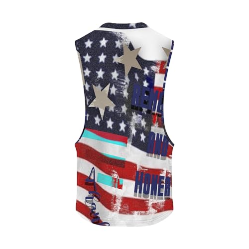 Image of Zhyaj Summer Tanks Top for Men Flag Graphic Print Sleeveless Shirts Casual Working Out Vest T-Shirts Loose-Fit Men's Tank