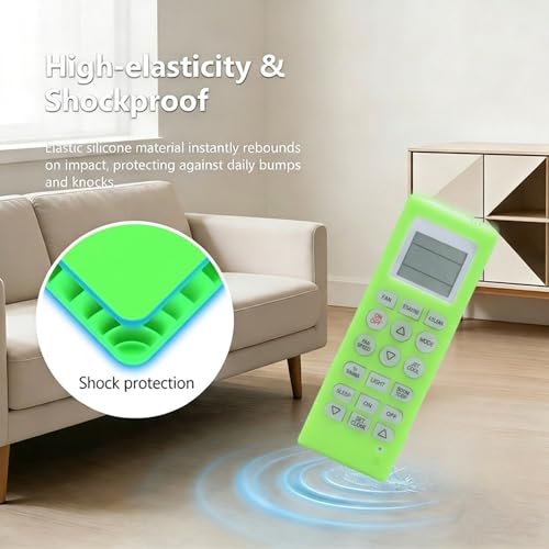 Image of Silicone Cover Compatible with LG Split /Window Inverter Air Conditioner Remote Control, Shockproof, Stylish, Easy to find in Darkness - Glow in Dark Green-1