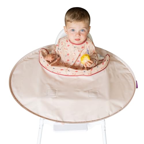 Tidy Tot Weaning Bib & Tray Kit. Weaning Set Attaches to Highchair for Mess Proof Baby Feeding. Essential Baby Led Weaning Bib BLW. Waterproof Long Sleeve Bibs Set for Babies 6-24 months