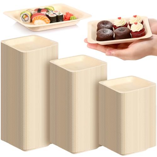 Ferrochef 100 Pcs Disposable 6" Square Palm Bowls Palm Leaf Bowls Bamboo Disposable Plates Square Wood Plates for Birthday Party, Wedding Events, Appetizer, Dessert, Catering and Home Use
