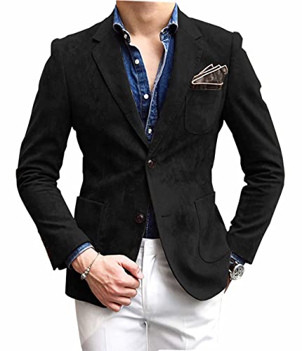 Mens Blazer Notch Lapel Suede Wear Coat Formal Single Breasted Thin Jacket4