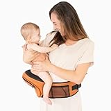 GoMom Baby Hip Carrier Seat - Vegan Leather Baby Carrier Newborn to Toddlers - Extra Comfortable CPC Certified Infant Baby Hip Carrier | Ergonomic Breathable Baby Hip Holder with Non-Slip Seat (Camel)