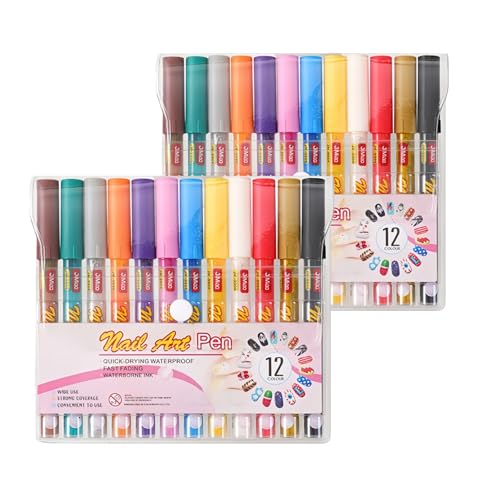 Stylo vernis à ongles 12 couleurs pour nail art et dotting pen diy