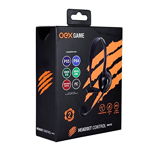 Fone Ouvido Headset Control Xbox One PS4 PC OEX HS212, Preto, Médio