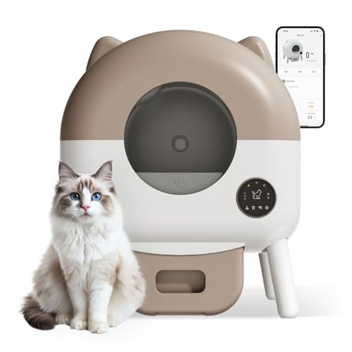 Automatic Self-Cleaning Cat Litter Box – APP Remote Control, Low Noise, Safety Sensors, Comes with Washable Mat & Detachable Liner