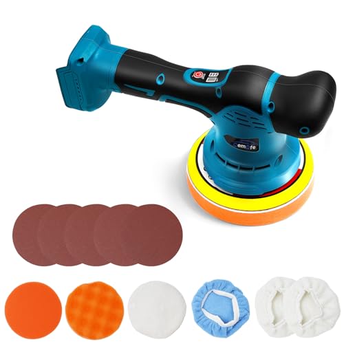 ポリッシャー 車 ダブルアクション コードレス 電動ポリッシャー 充電式 1200W 8段階変速 強力モーター 5500-2000RPM 150mm裏板 過熱防止 傷消し 洗車 鏡面磨き 錆落とし ワックス掛け 小型 研磨機 カーケア・DIY・業務用 日本語取扱説明書付 「バッテリー別売」