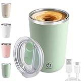 Rechargeable Automatic Self Stirring Coffee Mug 12oz Stainless Steel Magnetic Cup Self Stirring Mug With lid Best Gift For Women And Men - Green