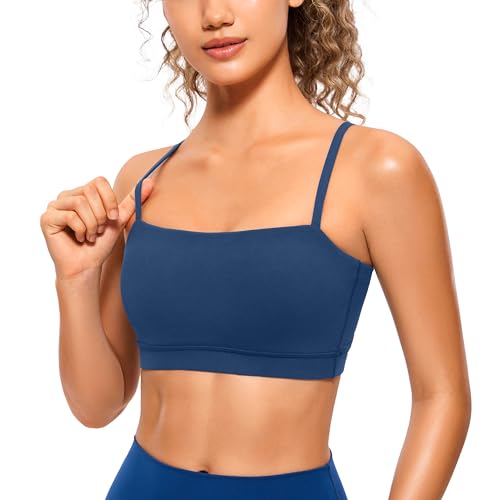 Image of CRZ YOGA Butterluxe Thin Strap Sports Bra | Light Support, Removable Pads, Yoga, Extremely Soft, Square Neck, Adjustable Back, for Women