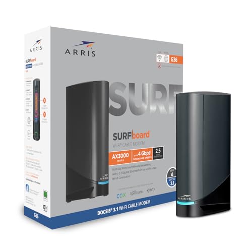 ARRIS (G36-RB) - Cable Modem Router Combo - Fast DOCSIS 3.1 Multi-Gigabit WiFi 6 (AX3000), Approved for Comcast Xfinity, Cox, Spectrum & More, 1.2 Gbps Max Speeds - Renewed