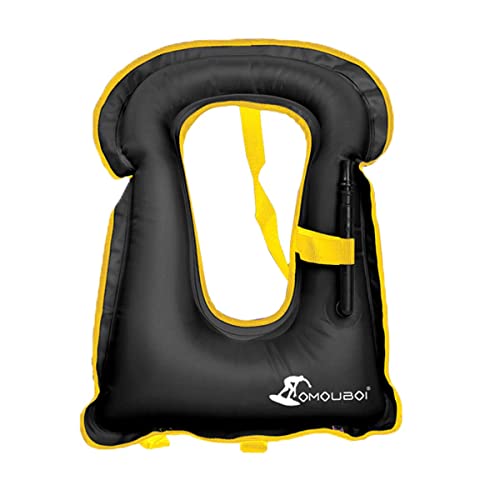 FORWEWAY Inflatable Snorkel Vest for Adults - Kayak Swimming Buoyancy Vest for Water Sports - Beginner Adults-Only (Black)