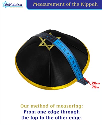 Image of Pack of 5-Pcs Hq 20cm Satin /Velvet Kippah with Silver /Gold String+Star of David for Men & Boys, Israel Kippot Bulk