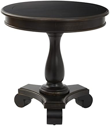 OSP Home Furnishings Avalon Hand Painted Round Accent Table, Antique Black