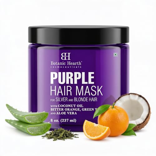 Botanic Hearth Purple Hair Mask | For Blonde, Silver And Gray Hair, Sulfate & Paraben Free | 8 Fl Oz