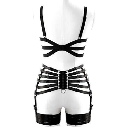 Full Body Harnas Bra Kousenband Set kooi Vrouwen Punk Gothic Lingerie Festival Rave Fotografie Dans Accessoires Plus… - Afbeelding 4