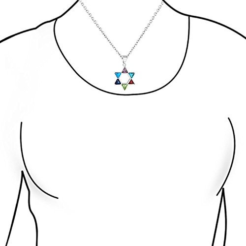 Traditional Magen Judaica Hanukkah Star of David Necklace Cleat Black Blue CZ, 14K Gold Plated .925 Silver Pendant for Women & Teens3