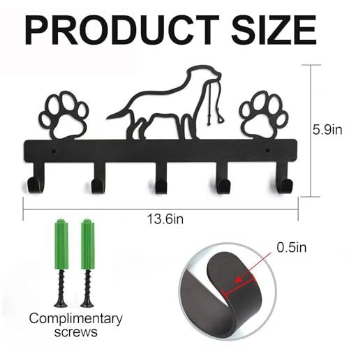 lomdung Hundegarderobe mit 5 Haken, Garderobenhaken mit Hunde Und Pfotenabdrücken, Dekoratives Wand-Hunderegal mit Schlüsselhaken, Kleiderhaken Wand für Badezimmer Küche Schlafzimmer