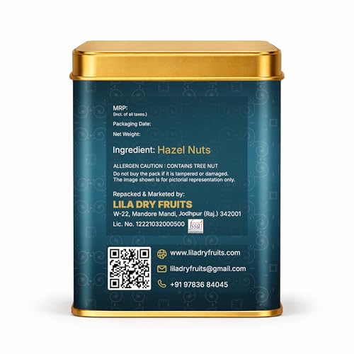Image of LILA DRY FRUITS Hazelnuts 275 Grams Whole Natural Crunchy Nuts Rich in Protein Fiber Healthy Snack for Daily Nutrition Energy Baking Dry Fruits for Diet & Keto Friendly Snack Perfect for Gifting