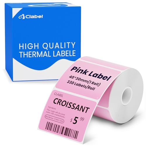 Étiquettes autocollantes étanches et indéchirables Clabel rose 40x30mm