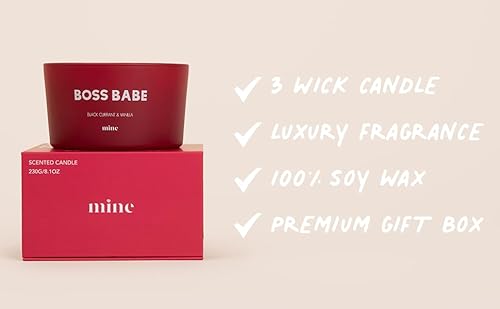 Boss Babe Candle | Make Your Dreams Happen | Black Currant & Vanilla Scented 3 Wick Soy Candle | Home Decor Candle By The Mine Company #TOP2