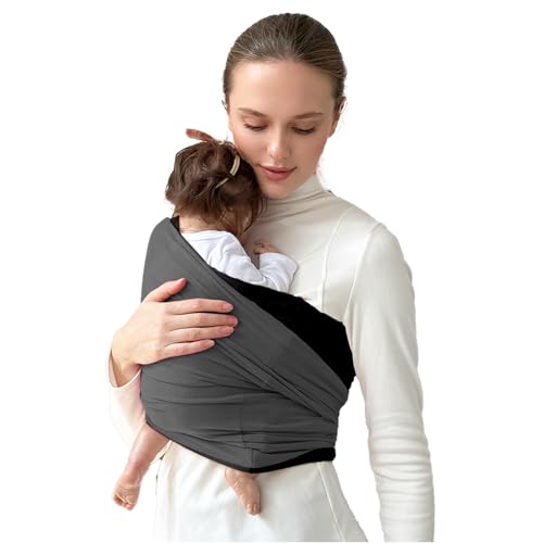 Image of Baby Wrap Carrier, Lightweight Baby Wearing Wraps for Newborn and Infant, Soft Swaddle Holder Carrier, Cozy Baby Sling 7-35 lbs Black