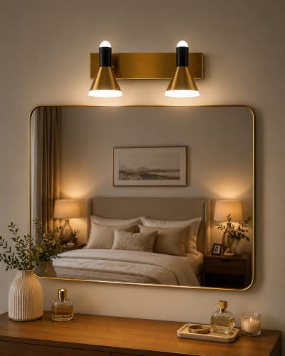 Image of FILLISKA 3 in 1 Double Wall spot /Picture /Display /Mirror Light with Adjustable Head and Colour Changing Function (12 Watt Black & Gold-747)