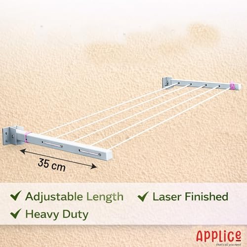 Image of Heavy Duty 5 Layer Wall Mount Cloth Drying Stand for Balcony with 40 Feet Rope | Foldable Clothes Drying Stand | Wall Mounted Cloth Drying Stand