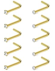 gold-tone,L-shaped nose studs
