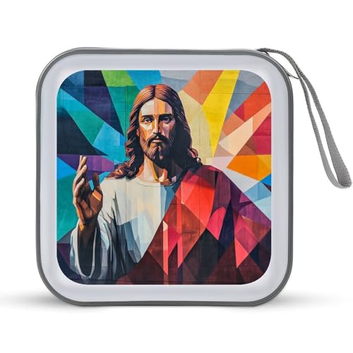 Jesus Christ Geometric Art CD Case DVD Storage Case Portable