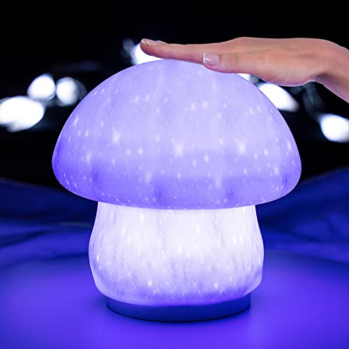 Danolt Nachtlicht Kinder 7 Farbe Wechselnde LED Silikon Touch Nachtlicht Baby Batterie Powered USB Wiederaufladbare Niedlich Pilz Bedside Lamp für Kinderzimmer Deko Cover