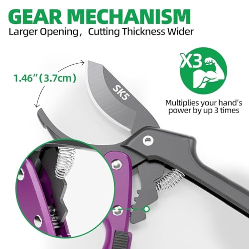 Image of HASTHIP SK5 Gardening Scissors - 20CM Garden Pruning Shears - 5 /6'' Bypass Hand Pruner Pruning Shears - Gardening Tools Suitable for Garde Plants, Shrubs, Flowers, Fruit Tree with Slider Safety Lock
